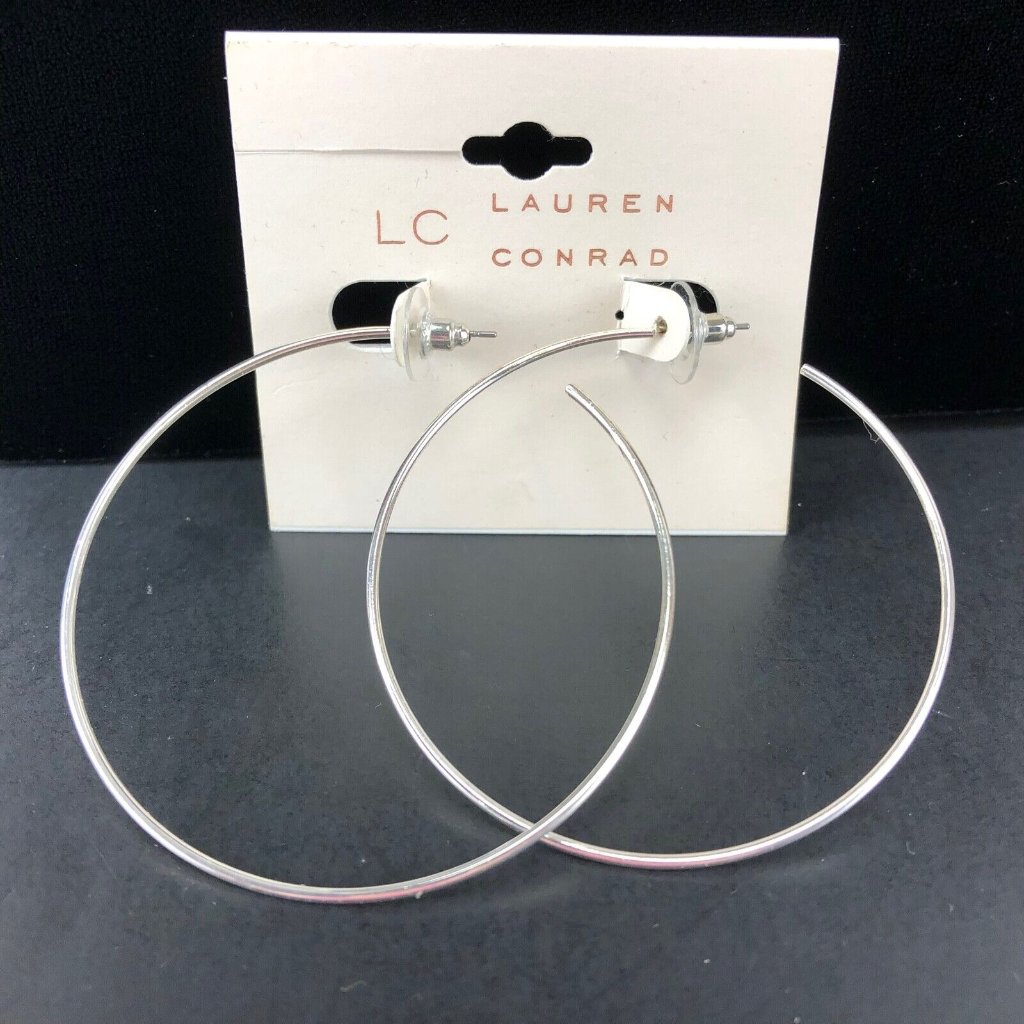 Lc Lauren Conrad Earrings Silver-Tone Simple Hoops
